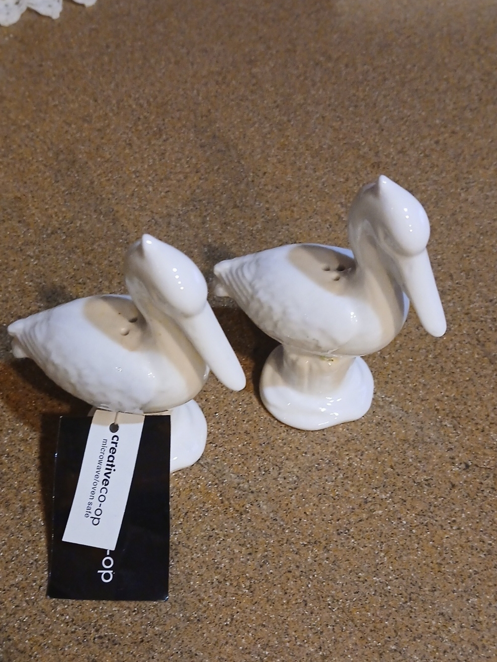 Creative Co-Op White Ceramic Pelican Salt and Pepper Shakers